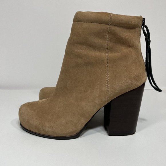 Jeffrey Campbell Rumble Tan Leather Zip Up Block Heel Ankle Boots Women's Sz 10M - Picture 6 of 12